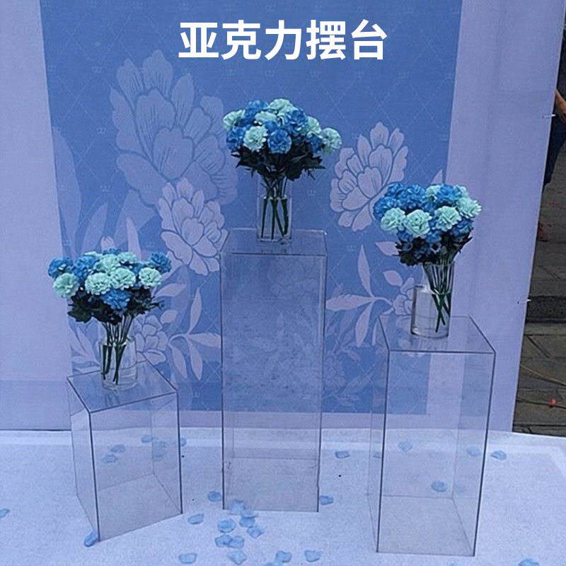 婚庆礼台柱道具甜品摆路件克水晶引透明方柱引亚BQQ克力路亚力摆