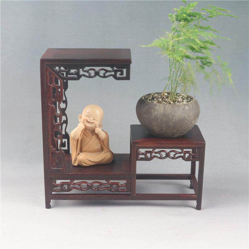 实木花瓶盆博古高台紫砂壶茶壶低架收纳展示架复古中VXA式摆件景