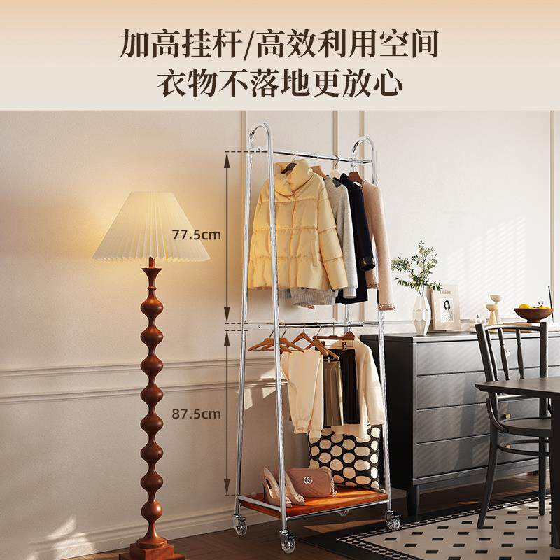 古中衣架落地卧室挂衣置架移动晾衣架双层衣帽间架房隔as240831夜