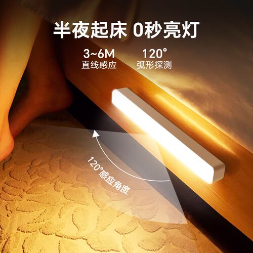 人体感应LED灯条 无线充电智能小夜灯 衣柜厨房长条灯买一送一