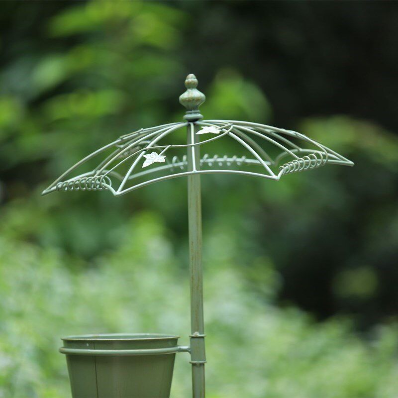 SHANGPIN复古铁艺落地式雨伞花架小鸟升级六桶户外庭院阶梯装饰