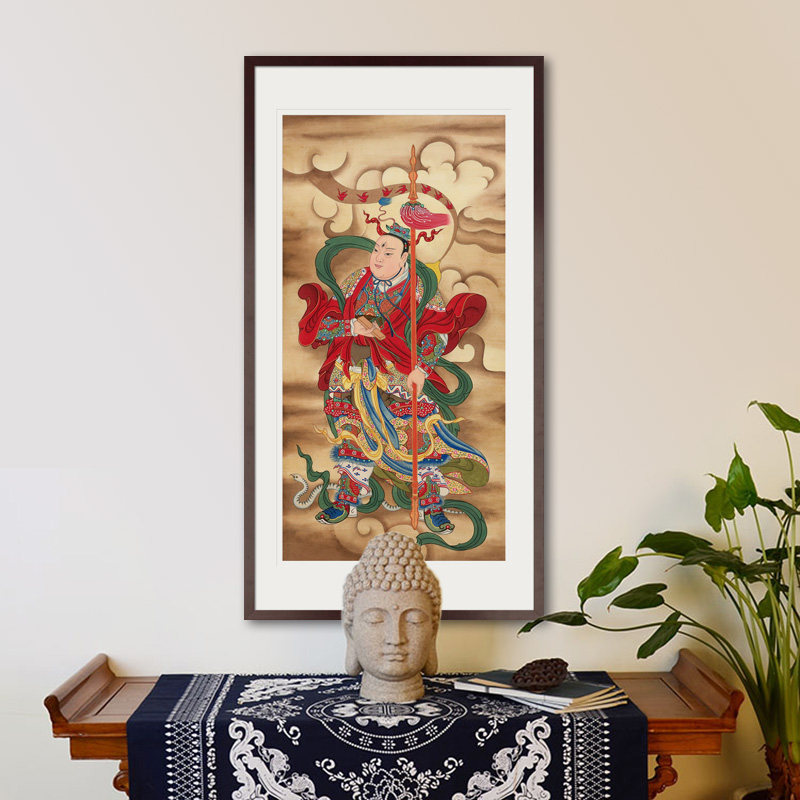 工笔人物国画四大元帅护法马赵温关水陆画新中式画轴卷轴画框挂画