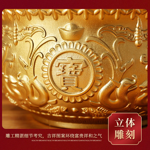 实心纯铜聚宝盆摆件家居办公室聚財招財进宝店铺酒柜玄关创意礼品