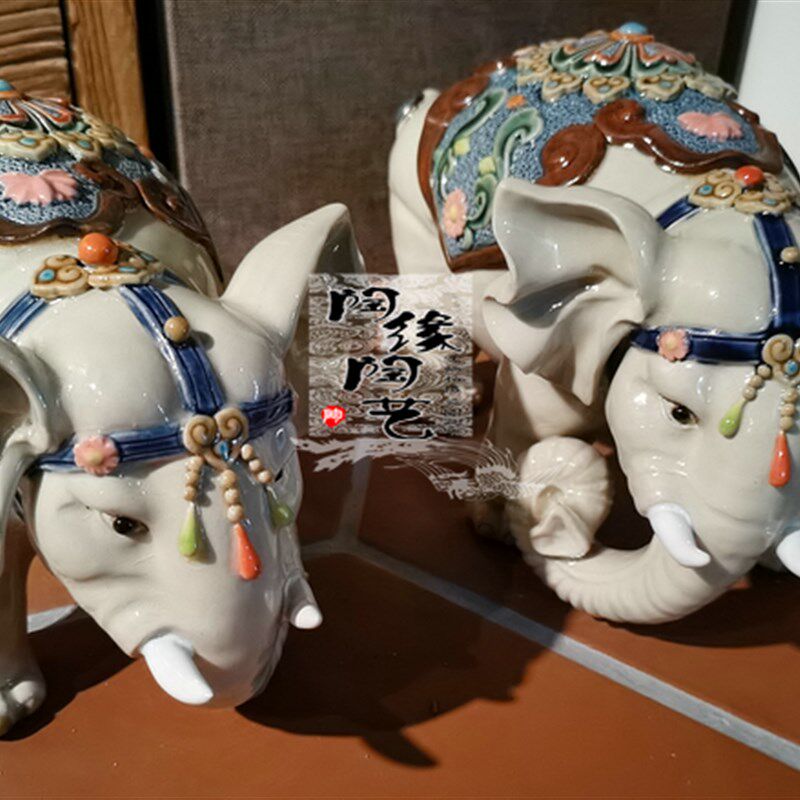 陶瓷工艺品 石湾公仔 招财大象 富贵象