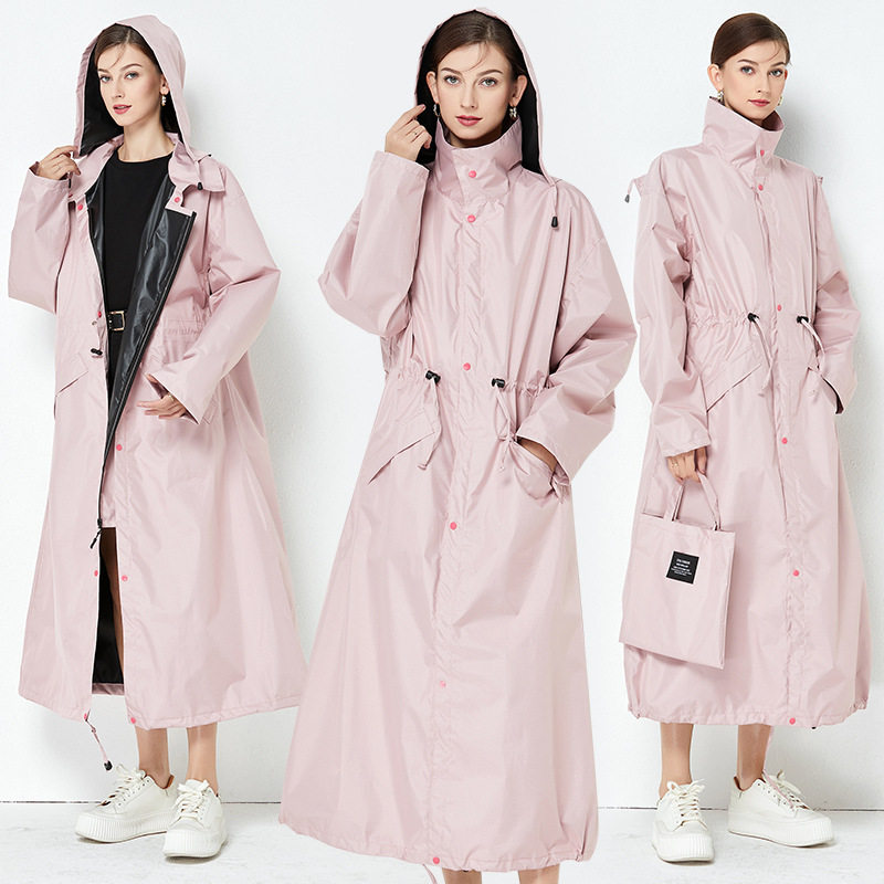 欧美新品时尚加长款全身呵护成人男女情侣雨衣户外走路风衣式雨披