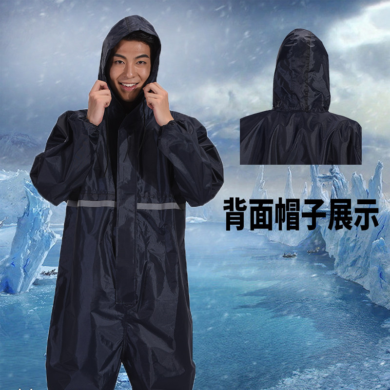 防油防污海员船员连体工作服男劳保服连帽套装机修全身防护雨布料