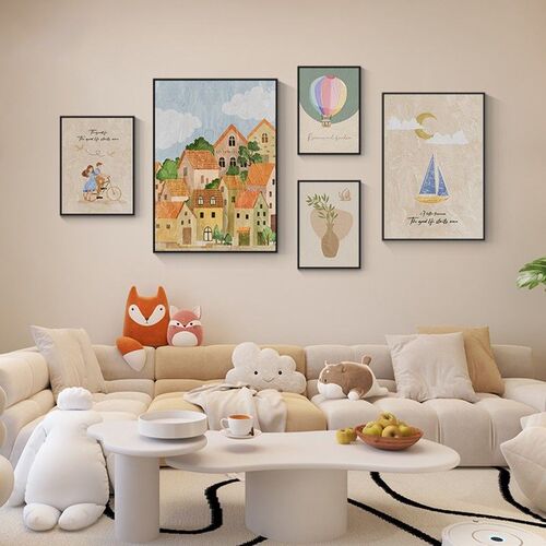 ins温馨客厅装l饰画沙发背景墙挂画现代简约大尺寸组合壁画免打孔