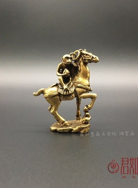铜器小摆件马上封猴站立小马纯铜小摆G件铜马上猴挂件猴骑马把玩