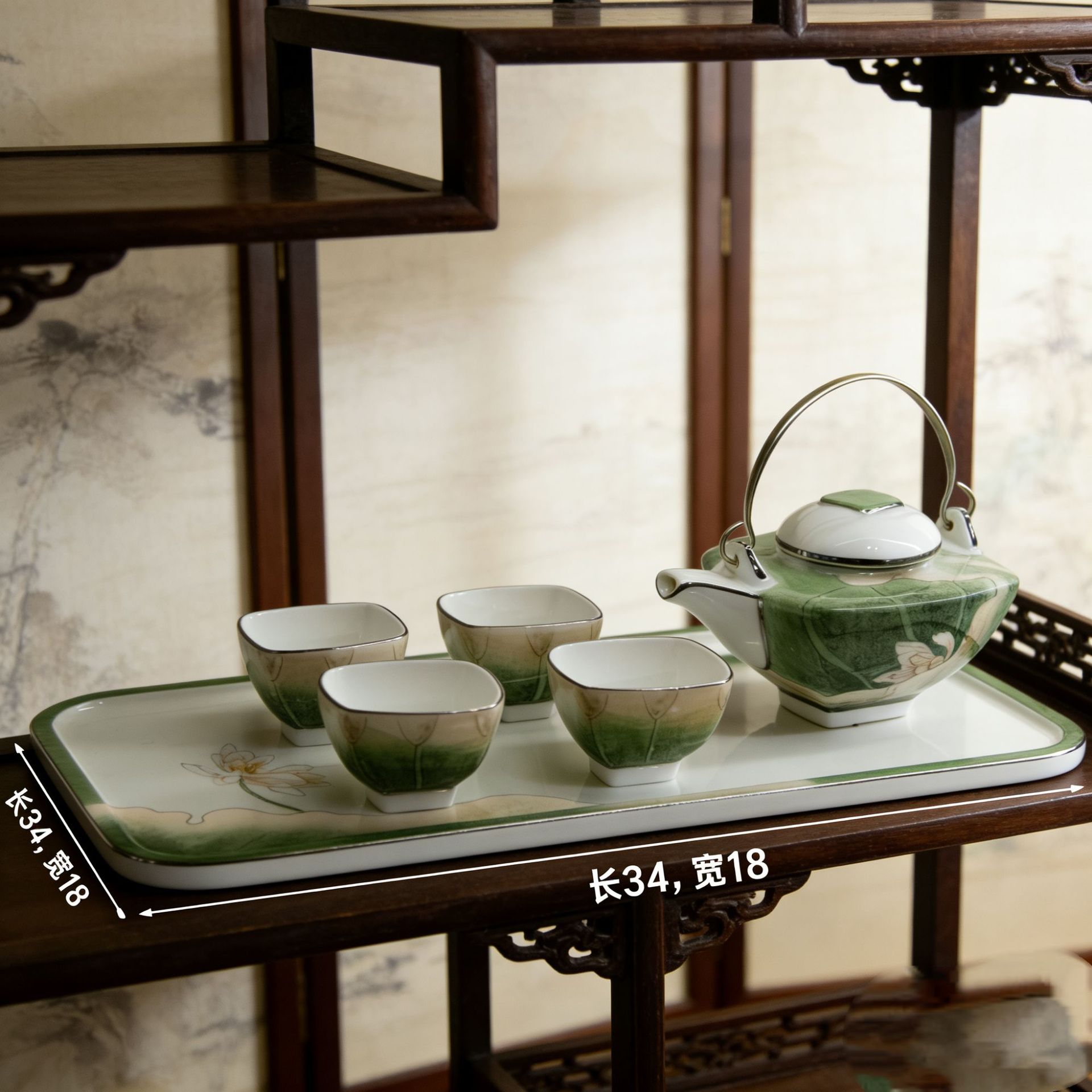 鎏银手绘骨瓷高档茶具新中式功夫茶具下午茶精品壶套装礼盒