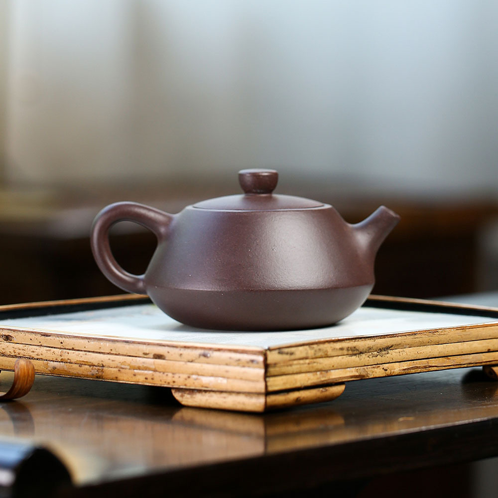 原矿紫泥卡盖石瓢壶宜兴手工紫砂壶茶具潮州家用功夫茶泡茶器中式