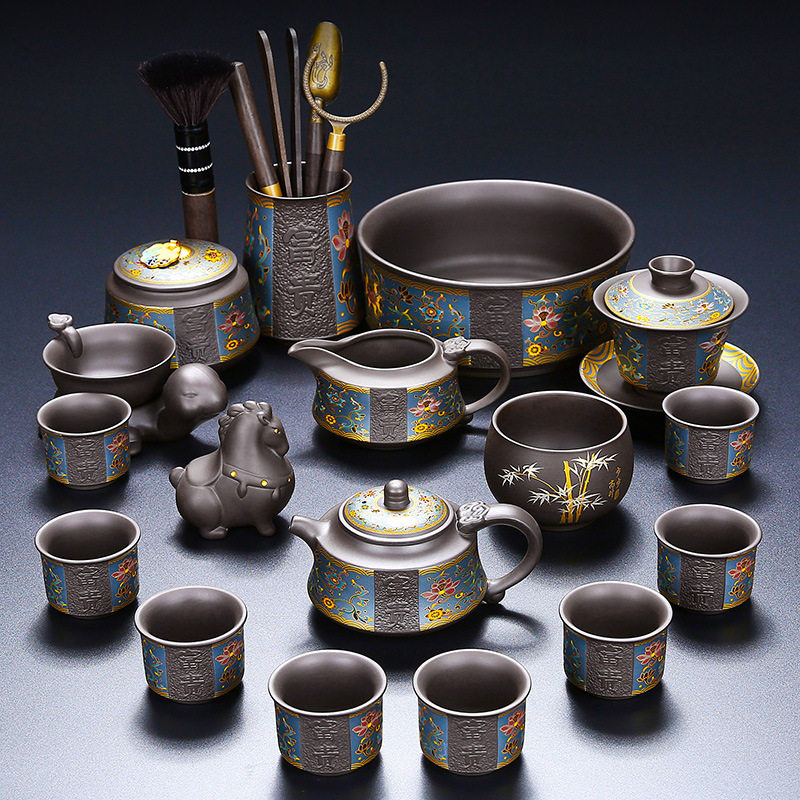 2026新款紫砂功夫茶具套装家用轻奢高档泡茶壶茶杯茶盘办公室会客图片