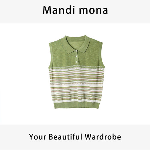 Mandi mona /【夏树晚熟】翻领百搭针织MM703W502