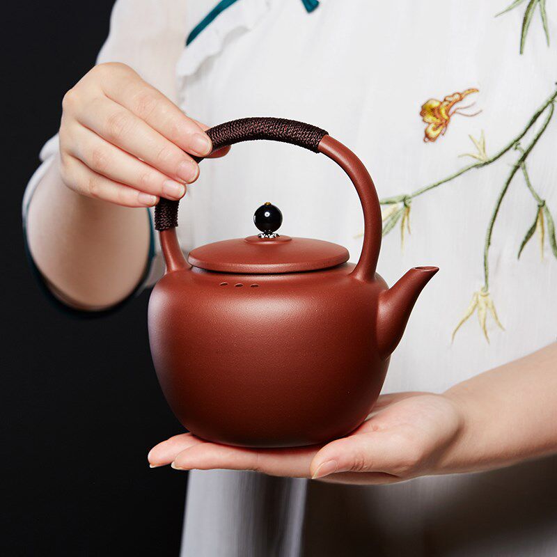 宜兴紫砂壶手工提梁复古煮茶壶陶瓷煮茶器电陶炉耐高温紫砂烧水壶