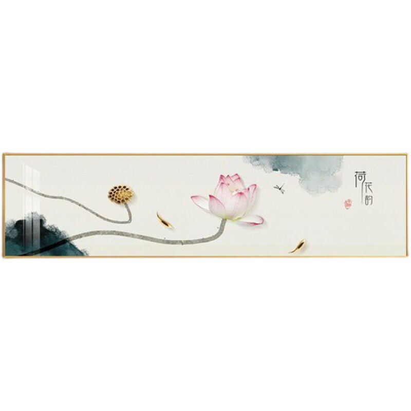 新中式卧室装饰画横版荷花客厅茶室背景墙挂画温馨主人房床头壁画
