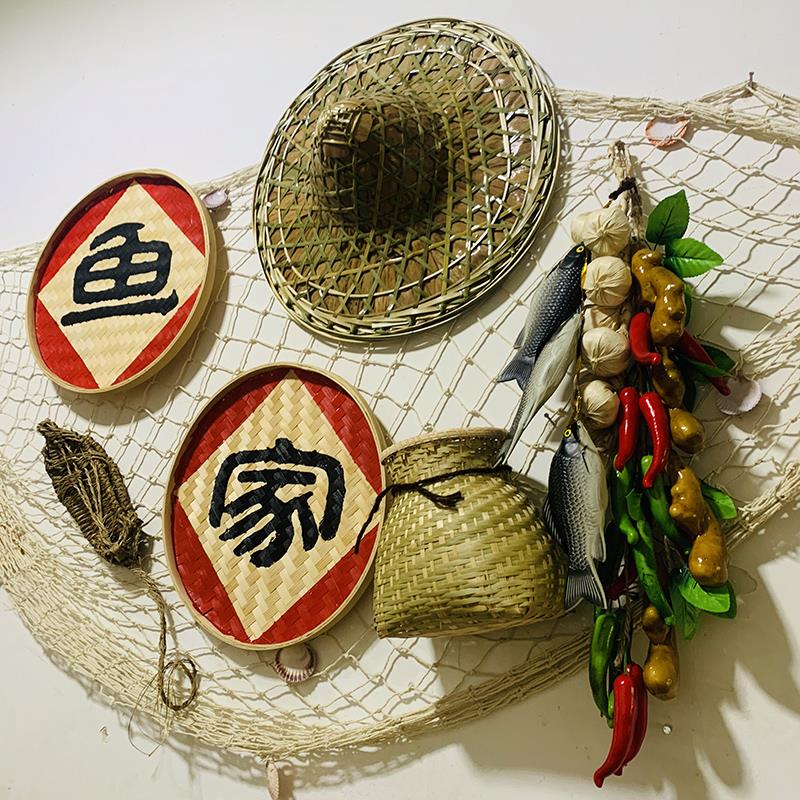 农庄餐厅包装修墙体墙面装饰品墙壁挂件渔家风格摆件挂饰渔民渔具