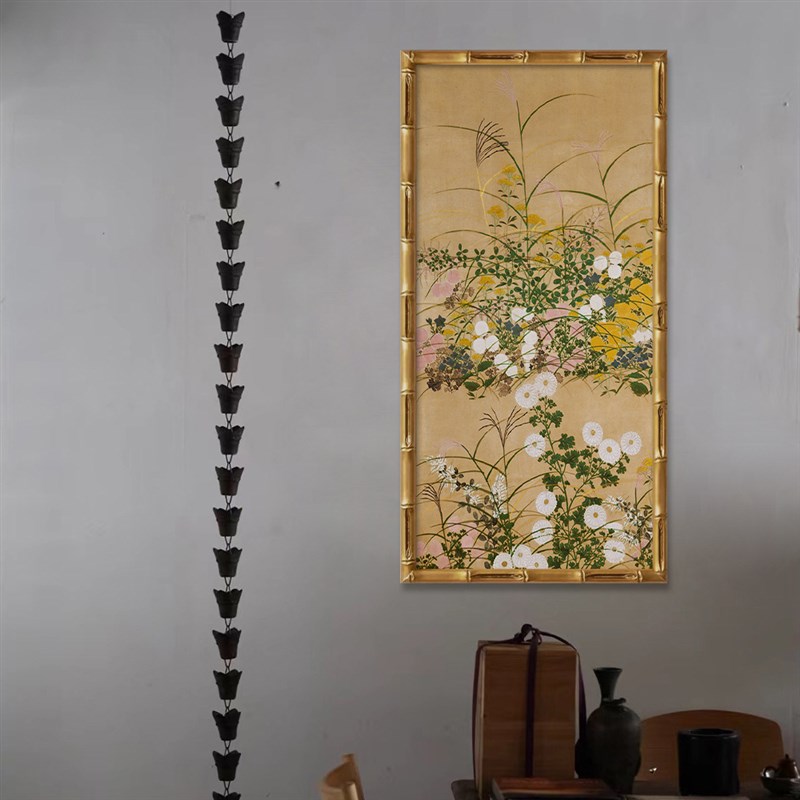 芳草繁花法式新中式轻奢装饰画组合客厅玄关中古风格高级感挂画