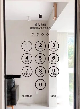 解锁密码玻璃门防撞服装奶茶咖啡店墙面装饰厨房推拉门玻璃贴纸