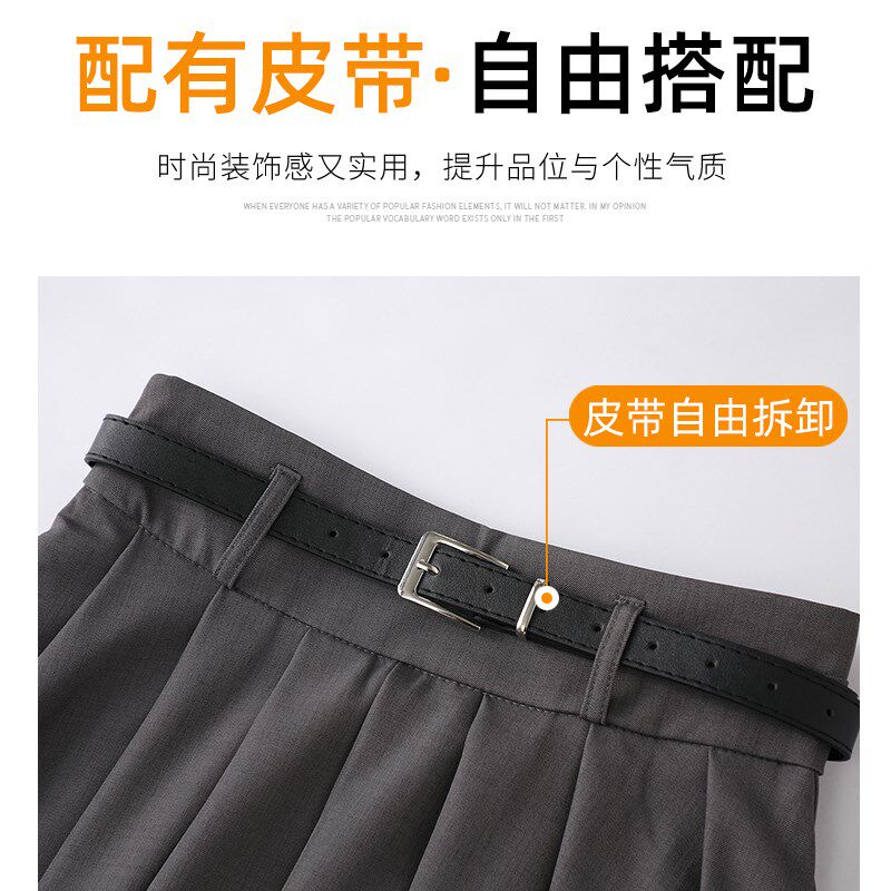 黑色百褶裙女春夏秋高腰垂感a字裙小个子高级大摆西装半身长裙潮
