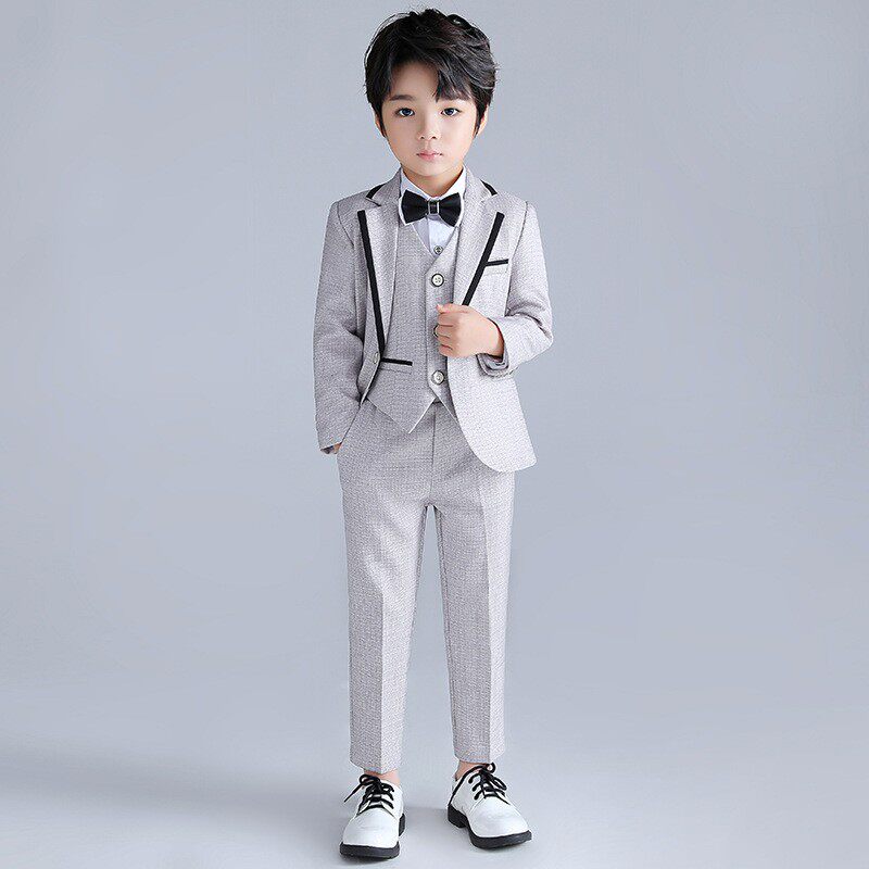 男童小西装套装2021秋季新款儿童演出英伦风礼服主持人西服三件套