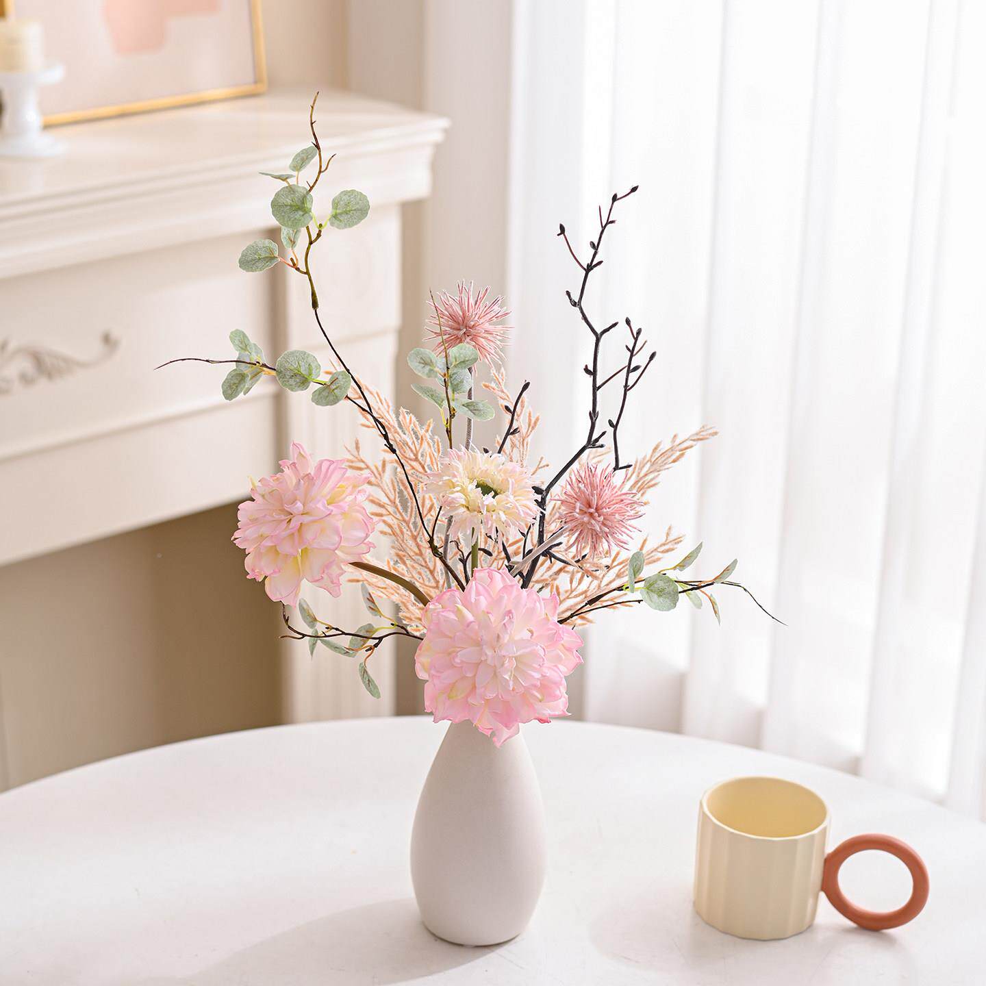 奶油高风级感装摆件客厅玄关电视家居花饰瓶桌面干BYS花插花摆柜