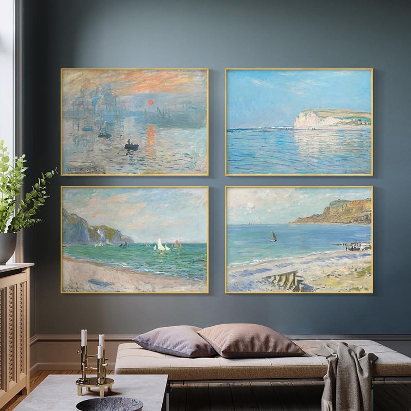 网红奈风景油画挂画艺术名画横莫版画餐厅装饰单幅饭厅壁画轻奢客