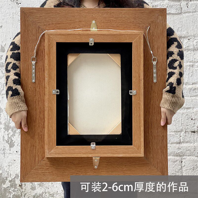 简约纯实木L型复古典油画框外框线条定制任意大尺寸装裱挂墙数字