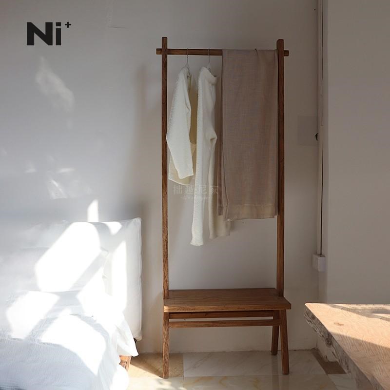 Ni尼家侘寂风衣帽架落地卧室家用挂衣架全实木民宿酒店入户置物架