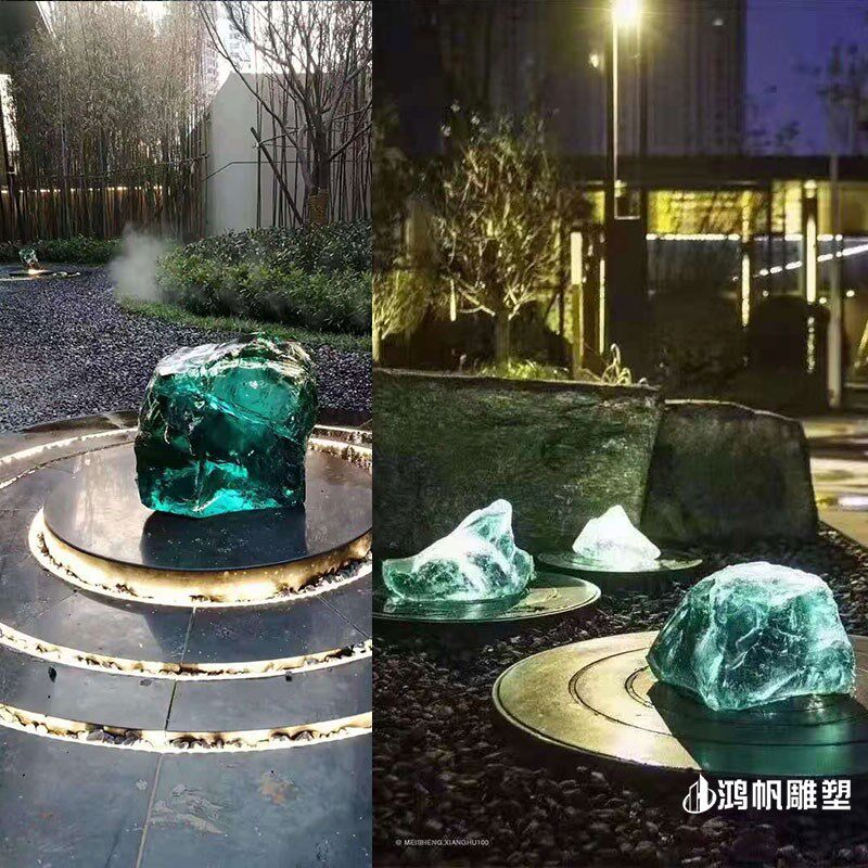 大型玻璃石透明景观石摆件创意发光水晶石户外亮化庭院装饰软装塑