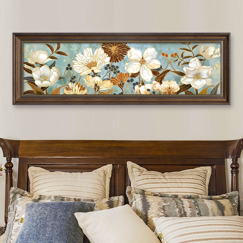 卧室床头装饰画美式挂在主卧墙上的挂画客厅油画欧式横版温馨壁画