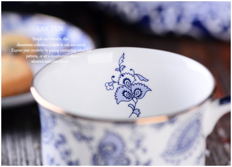 兰蕴家居 欧式骨瓷奶茶杯 咖啡杯 手工描金优质水杯 精美古典