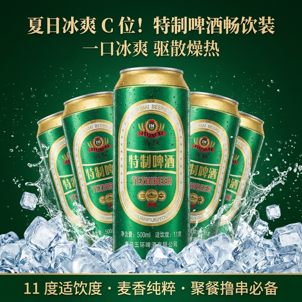 青岛精酿小麦啤酒500ml国产经典特质麦香原浆11度整箱批发12罐装