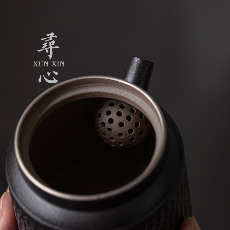 寻心银黑鎏银乾坤壶复古中式手工跳刀陶瓷泡茶壶家用功夫茶具茶壶