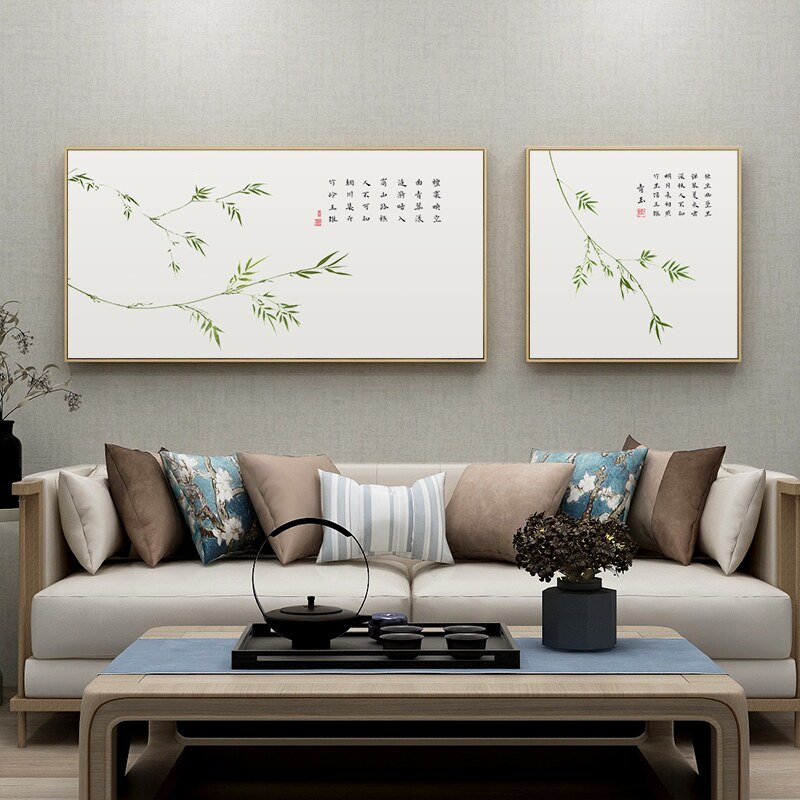 网红新中式竹子装饰画禅意床头挂画竹报平安卧室客厅画沙发背景墙