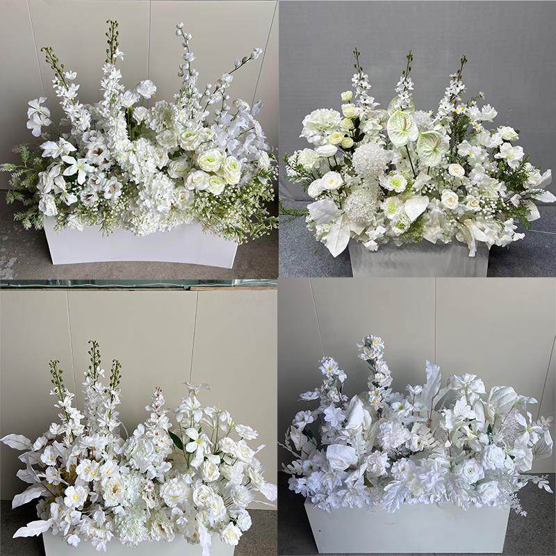 韩式纯白浪漫婚FWN礼路背景花排成品堂装饰订引婚宴迎宾区橱窗布