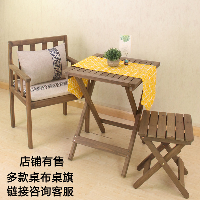 包邮折叠餐桌实木免安装桌椅组合便携阳台木制圆桌学习书桌花桌