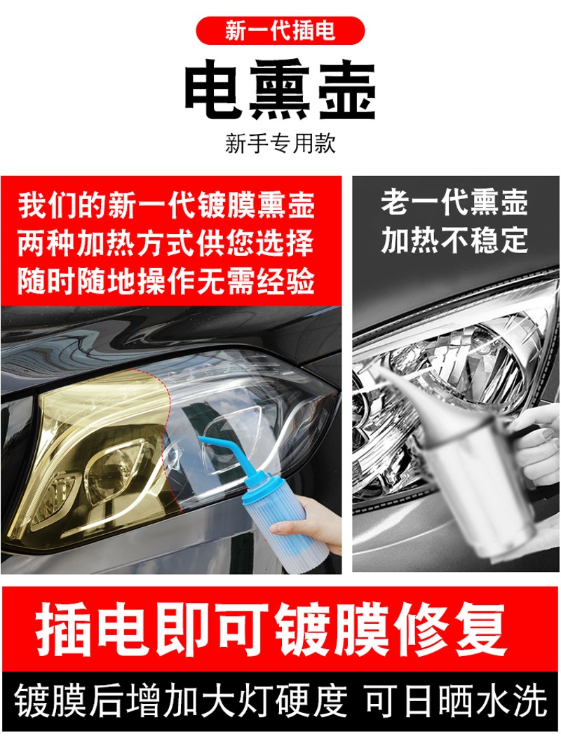 汽车大灯清洗翻新修复液套装汽车灯发黄划痕速亮灯罩镀膜神器工具