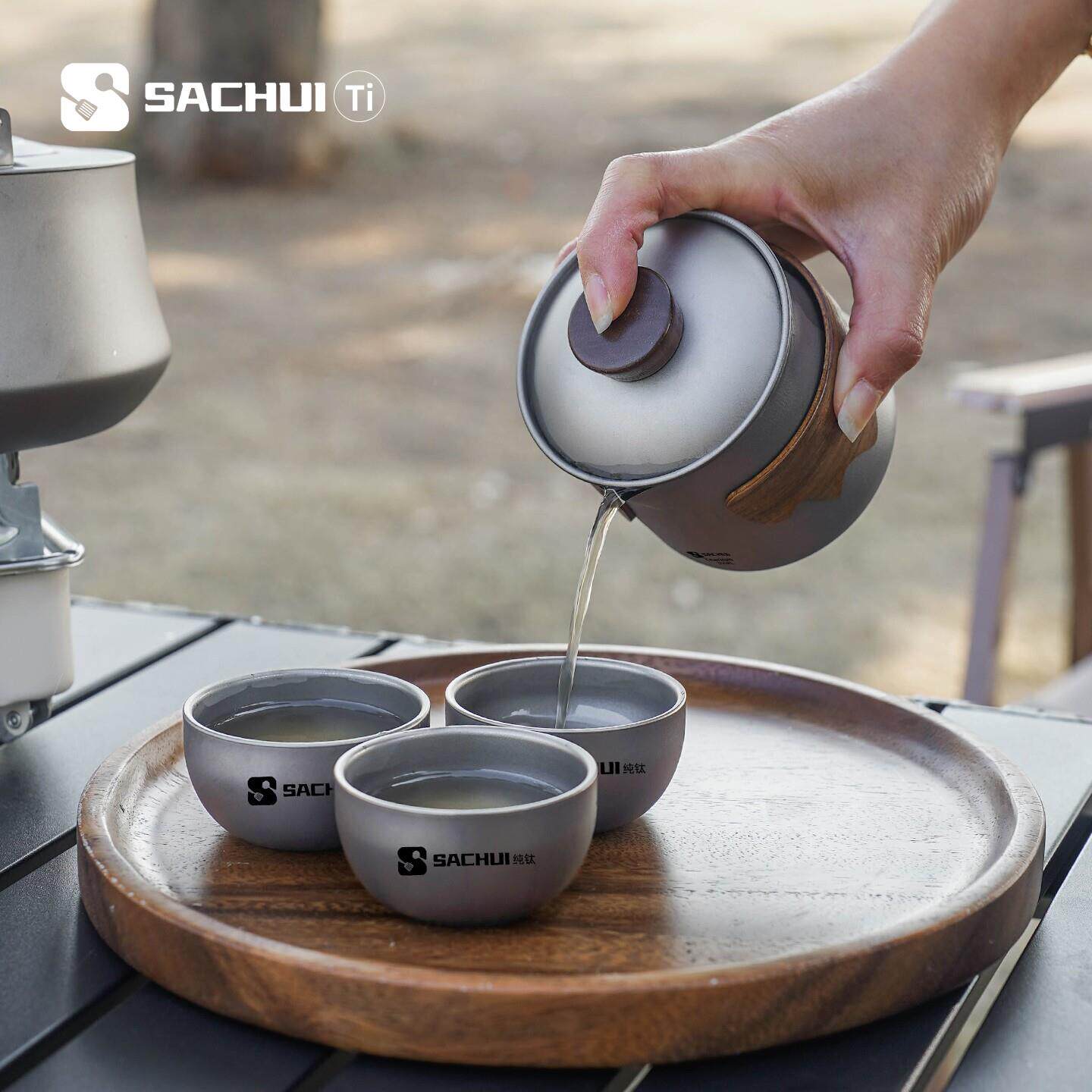 纯钛茶具装人旅行泡茶纯钛旅行神器户外钛便携式功套夫杯茶具一焖