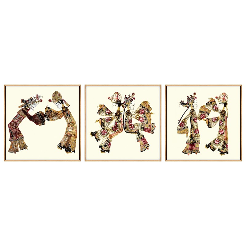 皮影装饰画戏曲人物艺术画中国风餐厅客厅玄关画茶室挂画卧室壁画