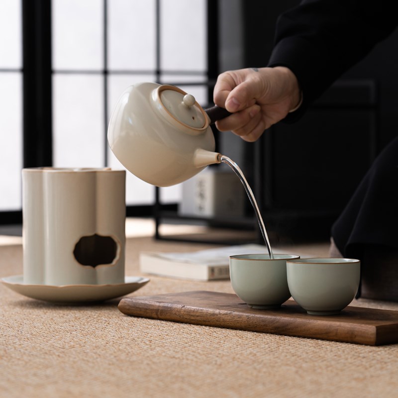 陶瓷日式户外家用围炉煮茶罐罐茶煮茶器侧把煮茶壶碳炉煮茶炉套装