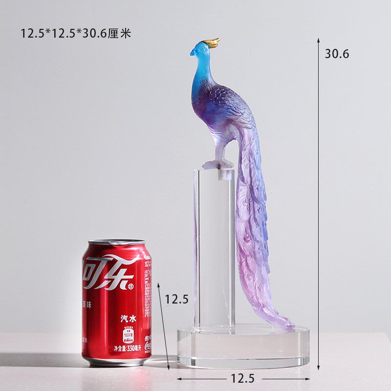 琉璃孔雀摆件有凤来栖结婚礼物轻奢风工艺品客厅装饰搬家乔迁送礼