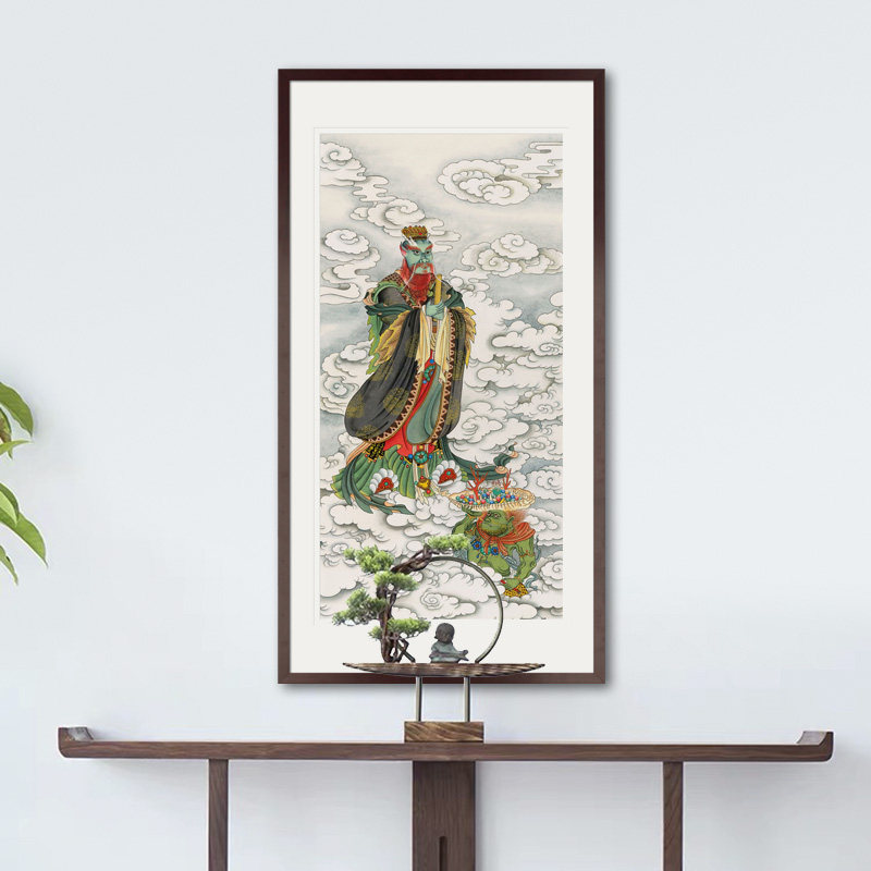 工笔神仙人物国画广济龙王菩萨龙五爷东海龙王画像新中式卷轴挂画