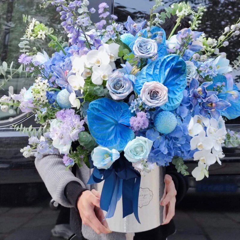 北京鲜花速递花艺园玫瑰绣球蝴蝶兰郁金香生日鲜花抱抱桶礼盒鲜花