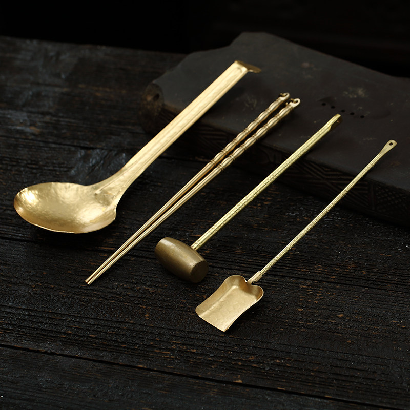 手工铜炭铲碳夹碳烤炉夹子煮茶夹炭工具夹碳灰铜铲子铜火钳铜仿古