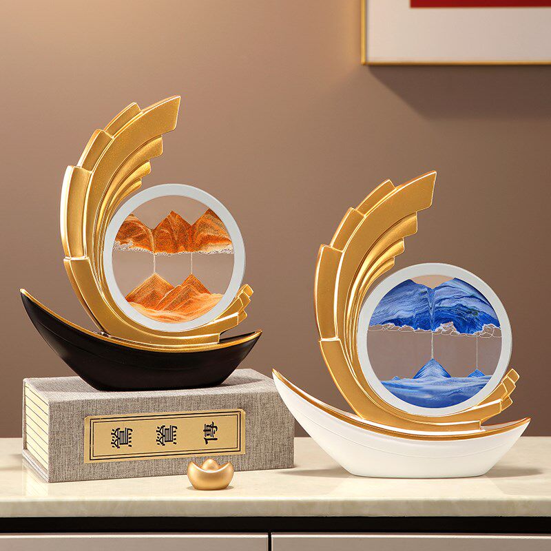 风生水起轻奢高级感一帆风顺船摆件客厅玄关装饰办公室流沙画礼物