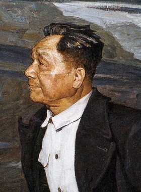 疾风-油画装饰画邓小平画像书房客厅中式工业风伟人装饰壁画实木