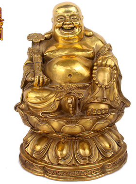 纯铜弥勒佛像摆件工艺品大肚笑佛招财装饰品客厅店铺供奉家居饰品
