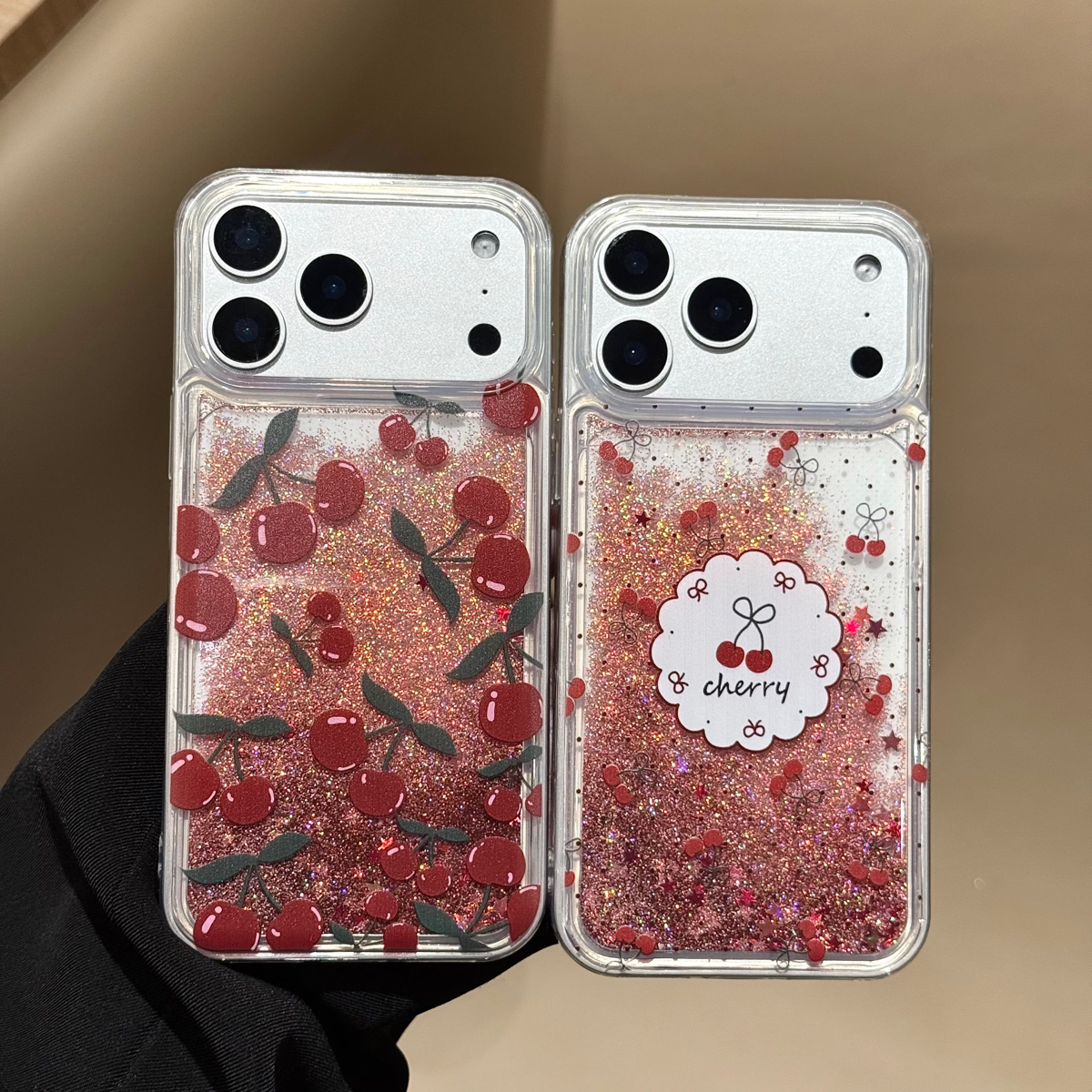 For iphone15 16 樱桃全包流沙TPU+PC保护套 苹果17 pro max 手机壳图片