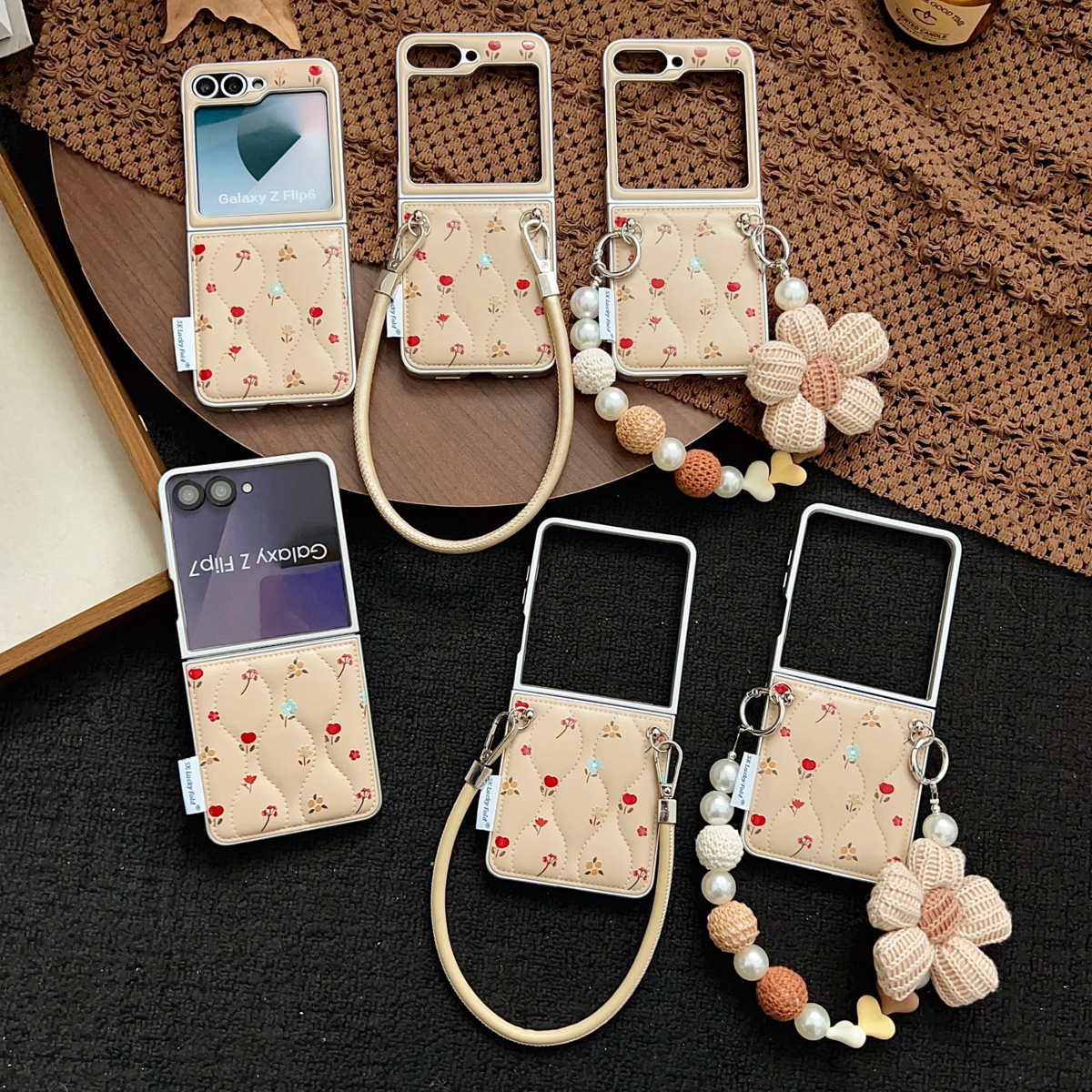 羽绒服&小碎花diy适用于zflip5手机壳时候高级可爱flip7保护壳新款潮流