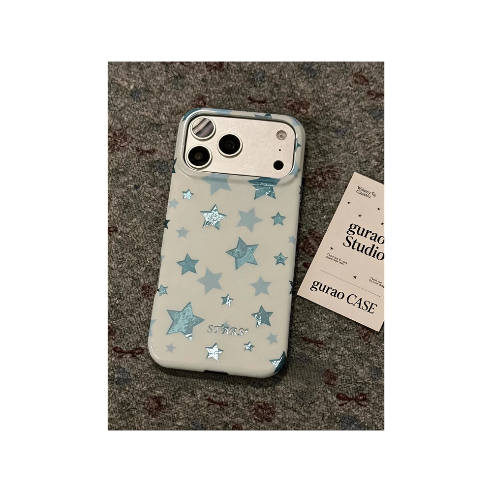 夏日ins小清新锡纸纹蓝色星星适用苹果17promax手机壳iphone17pro女新款16pro高级感15pro超好看14防摔保护套