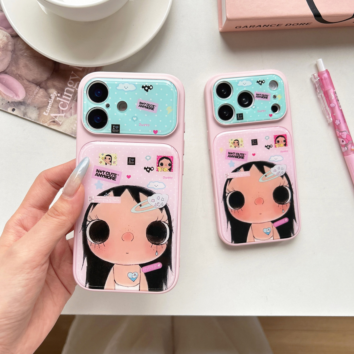 亚力克大头发夹小玉适用苹果15时尚手机壳苹果15pro爆款手机壳新款17系列可爱粉嫩少女心手机保护壳